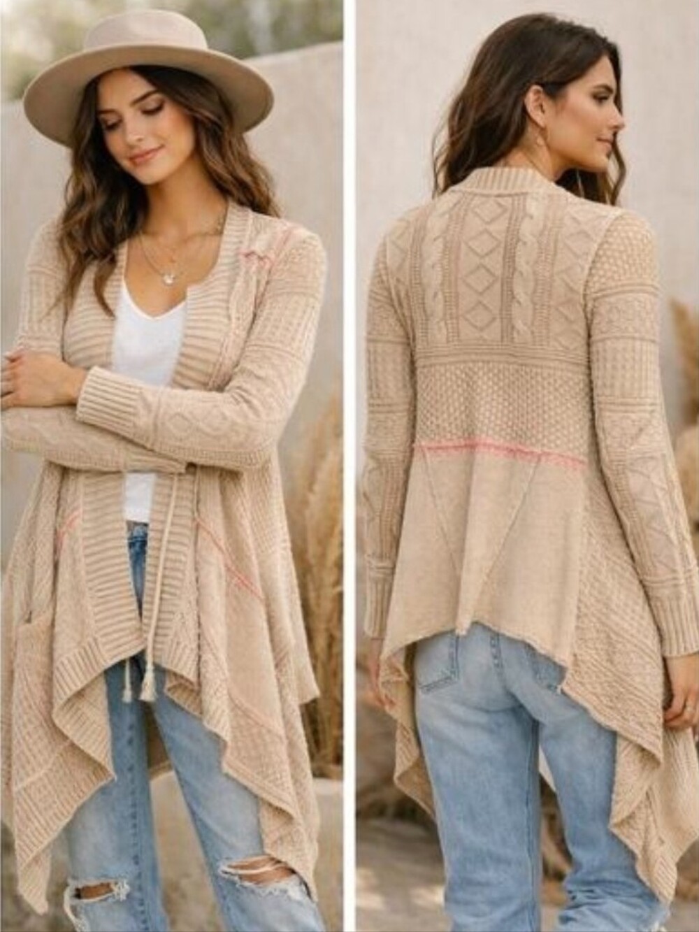 Free People Beige Knit Cardigan Sweater XS